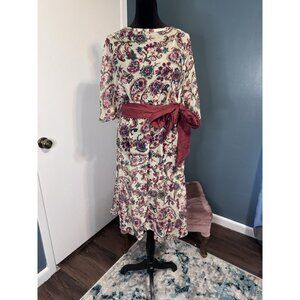 NWT Sarah Bibb Women’s Medium/Large Dress Cream Red Paisley 100% Silk Vintage
